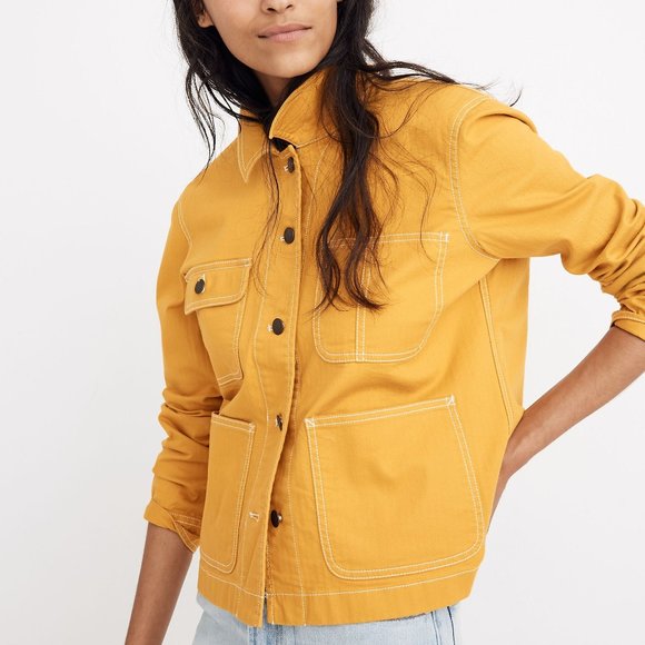Madewell Cropped Chore Jacket in Tungsten Glow (Golden Yellow) Small - Picture 2 of 6